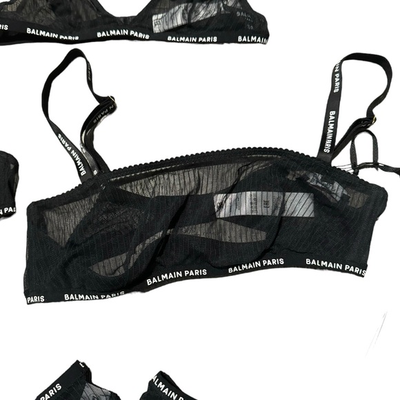 BALMAIN***Tulle Logo Strap Bra + Underwear Set***Sm. - Picture 5 of 12